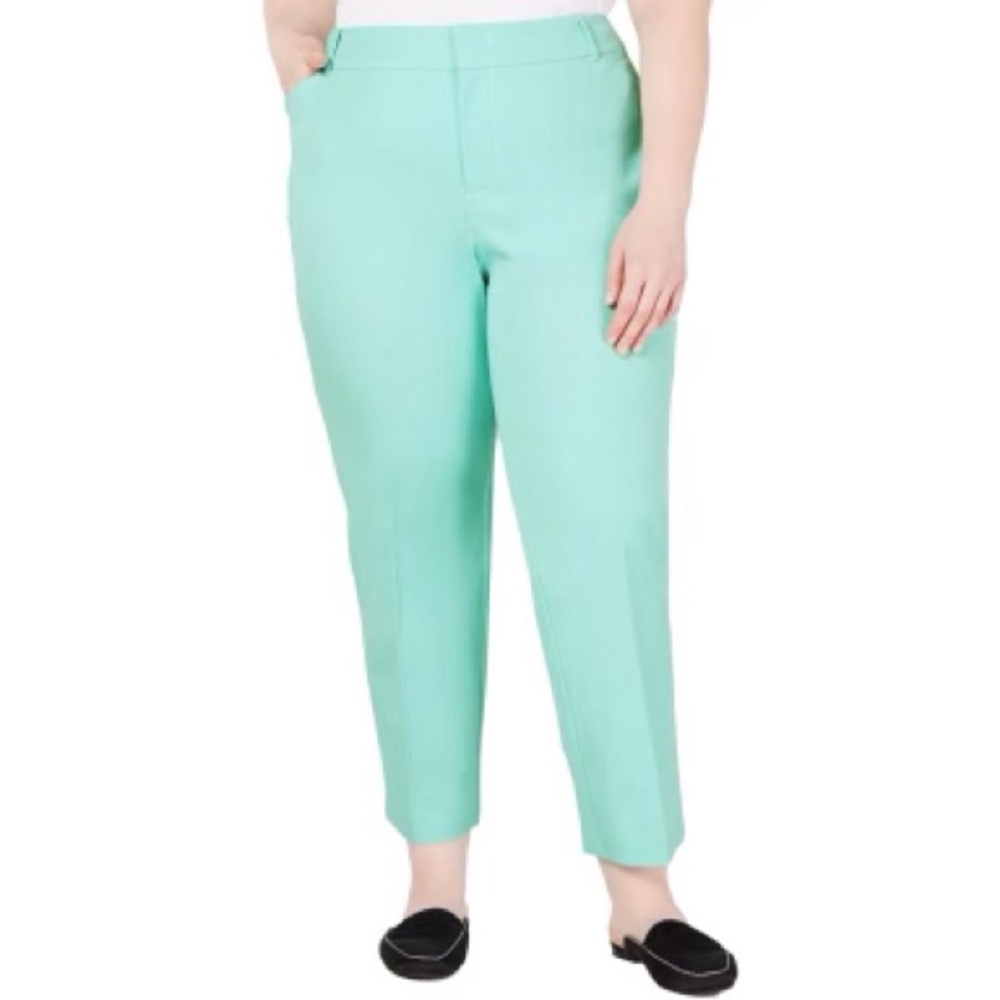 Charter Club Womens Plus Newport Slim Leg Tummy Slimming  Pants Green Size 14